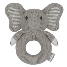 Living Textiles Whimsical Knitted Ring Rattle - Mason the Elephant