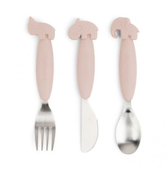 Done By Deer YummyPlus Easygrip Cutlery Set Deer friends - Powder