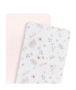 Living Textiles 2pk Bedside Sleeper Fitted Sheets - Butterfly/Blush Gingham