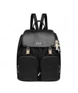 II Tutto Susanna Leather Fabric Backpack - Black