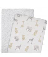Living Textiles Jersey 2-Pack Co Sleeper/Cradle Fitted Sheets - Savanna Babies/Pitter Patter