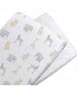 Living Textiles Jersey 2-Pack Bassinet Fitted Sheets - Savanna Babies/Pitter Patter