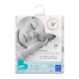 Love To Dream Cotton Sleep Suit with Merino Wool 2.5 Tog 12-24m - Pink Bah Bah