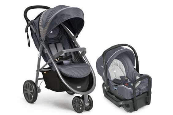 Joie Litetrax 3 Basic Travel System Stroller + Gemm Capsule & Base - Charcoal